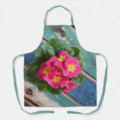 Roze Primrose Aqua Blue Kleurrijke Bloemen Rustiek Schort (Voorkant)