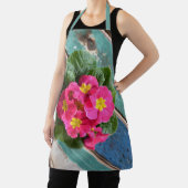 Roze Primrose Aqua Blue Kleurrijke Bloemen Rustiek Schort (Insitu)