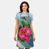 Roze Primrose Aqua Blue Kleurrijke Bloemen Rustiek Schort (Gedragen)