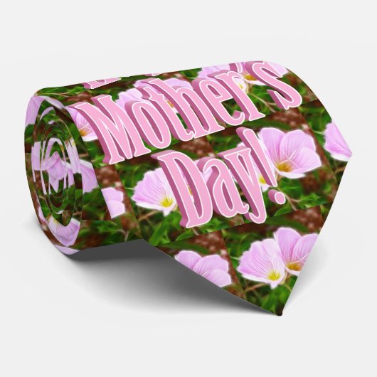 Roze Primrose Bloemen voor Moederdag Stropdas (Opgerold)