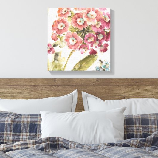Roze primrose canvas afdruk (Insitu (Slaapkamer))