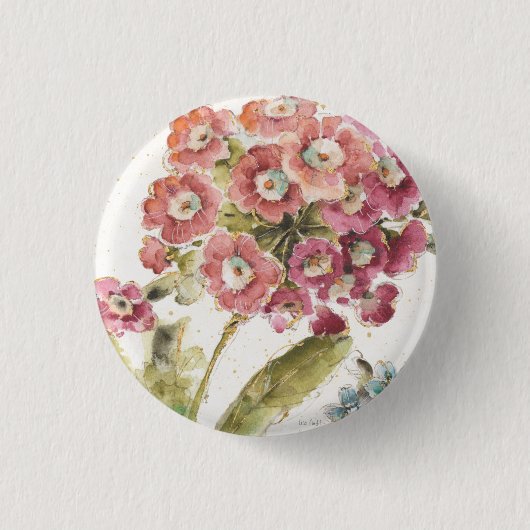 Roze primrose ronde button 3,2 cm (Voorkant)