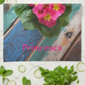 Roze Primroses Heldere Kleurrijke Rustieke Bloemen Theedoek (Gevouwen)