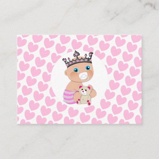 Roze Princess Baby shower Display Informatiekaartje (Achterkant)