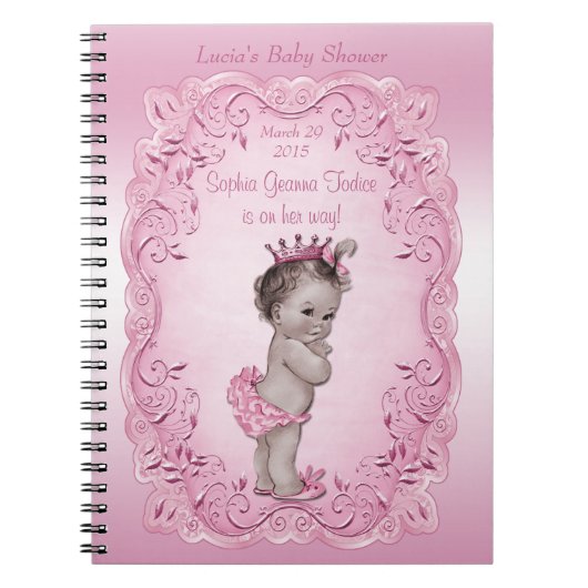 Roze  Princess Baby shower Guest Book Notitieboek (Voorkant)