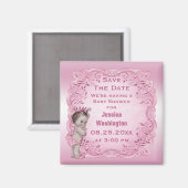 Roze  Princess Baby shower Save the Date Magneet (Voorkant / Achterkant)