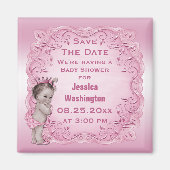 Roze  Princess Baby shower Save the Date Magneet (Voorkant)