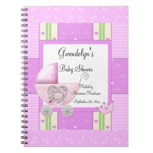 Roze Princess Baby shower Spiral notebook Notitieboek