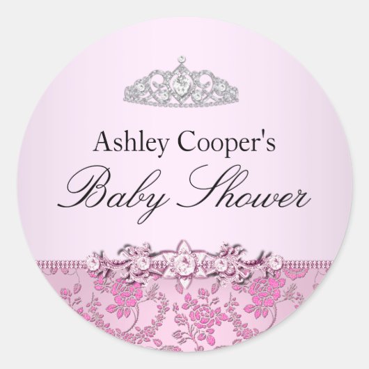 Roze Princess Baby shower Sticker (Voorkant)