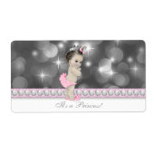 Roze Princess Baby shower Waterflesetiketten Etiket (Voorkant)