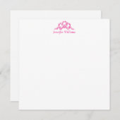 Roze Princess Bow  Elegant Girly Preppy Name Notitiekaartje (Voorkant / Achterkant)