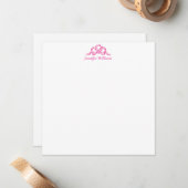 Roze Princess Bow  Elegant Girly Preppy Name Notitiekaartje (Voorkant / Achterkant in situ)