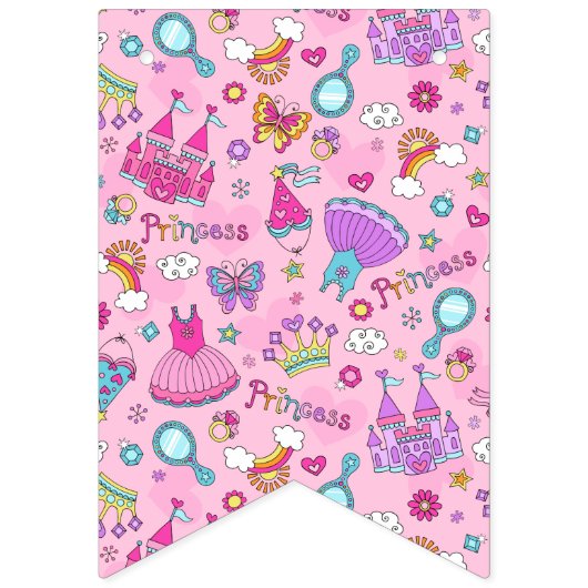 Roze princess brandbanner vlaggetjes (Tweede vlag)