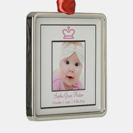 Roze Princess Crown Baby Girl Foto Ornament (Rechts)