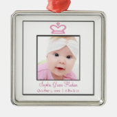 Roze Princess Crown Baby Girl Foto Ornament (Voorkant)