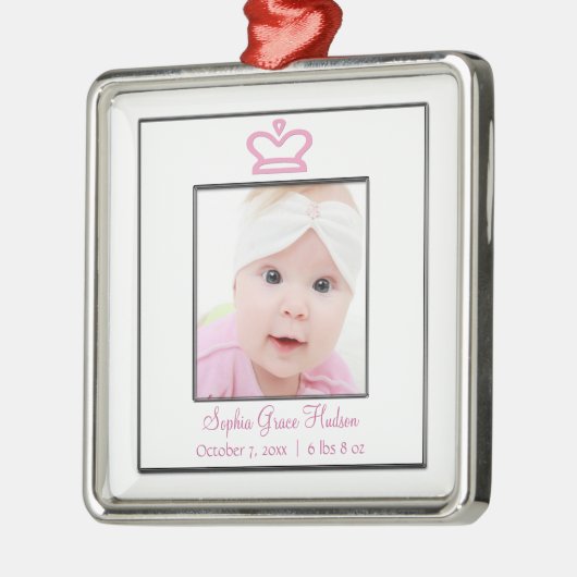 Roze Princess Crown Baby Girl Foto Ornament (Links)