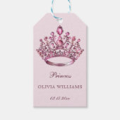 Roze  Princess Crown Elegant Verjaardagsfeest Cadeaulabel (Voorkant)
