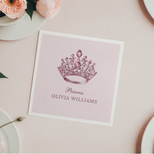 Roze  Princess Crown Elegant Verjaardagsfeest Servet