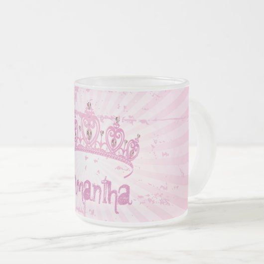 Roze Princess Crown Frosted Glass Coffee Mok Cup (Voorkant rechts)
