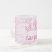 Roze Princess Crown Frosted Glass Coffee Mok Cup (Voorkant links)