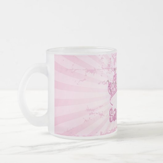 Roze Princess Crown Frosted Glass Coffee Mok Cup (Links)