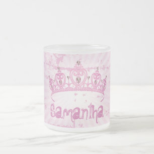 Roze Princess Crown Frosted Glass Coffee Mok Cup