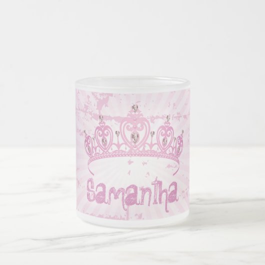 Roze Princess Crown Frosted Glass Coffee Mok Cup (Center)