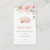 Roze Princess Crown Luier Raffle Baby shower Informatiekaartje (Voorkant)