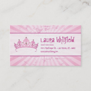 Roze Princess Crown Tiara Jeweled Visitekaartje