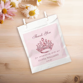 Roze  Princess Crown Verjaardag Meisje Bedankzakje