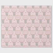 Roze Princess Elephant Hot Air ballon Cadeaupapier (Vlak)