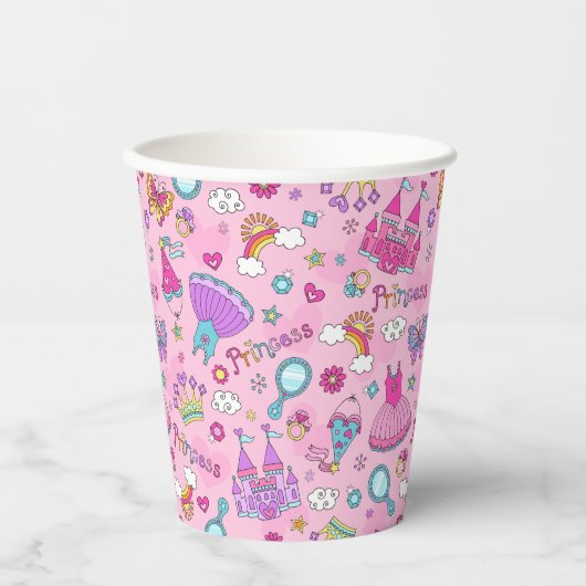 Roze princess Paper cup Papieren Bekers (Voorkant)