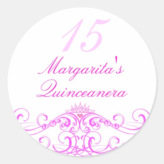 Roze Princess Tiara Quinceanera Sticker (Voorkant)
