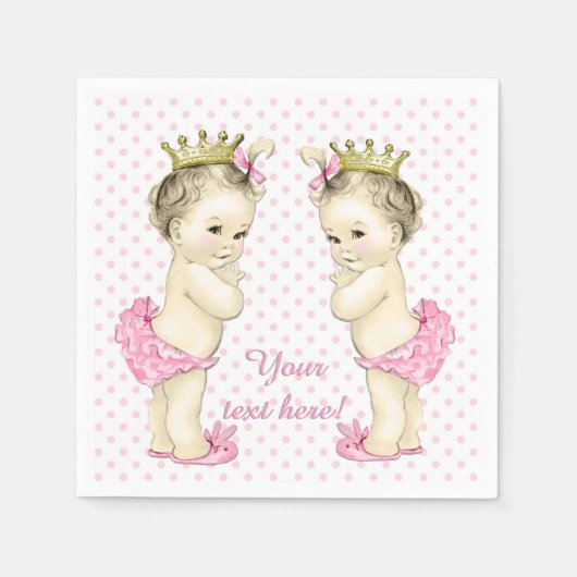  Roze Princess Twin Baby Meisje Douche Servetten (Voorkant)