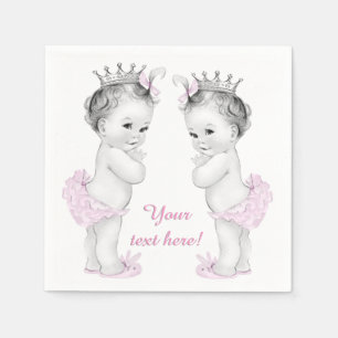 Roze Princess Twin Baby Meisje Douche Servetten