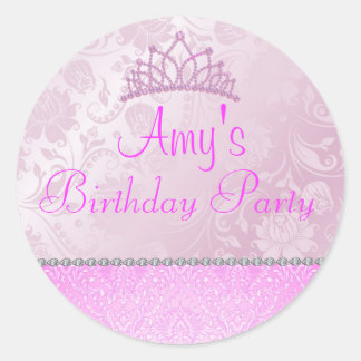 Roze Princesselijke Bloemensticker Ronde Sticker