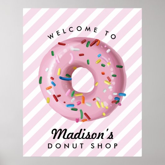 Roze prinkle Donut Birthday Welcome Sign Poster (Voorkant)