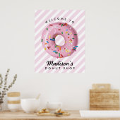 Roze prinkle Donut Birthday Welcome Sign Poster (Keuken)