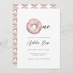 Roze prinkle Donut One Girl First Birthday Kaart