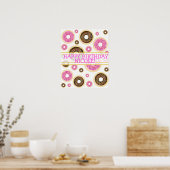 Roze prinkle Donuts Modern Birthday Party Banner Poster (Keuken)