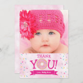 Roze prinkles Donut Birthday Girl Hartelijk dank Bedankkaart (Voorkant / Achterkant)