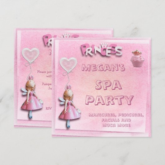 Roze prinses 12th Birthday Spa Party Double Sided Kaart (Voorkant / Achterkant)