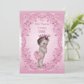 Roze  Prinses 1e Verjaardagsfeest Kaart (Staand voorkant)