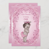 Roze  Prinses 1e Verjaardagsfeest Kaart (Voorkant / Achterkant)