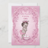 Roze  Prinses 1e Verjaardagsfeest Kaart (Voorkant)