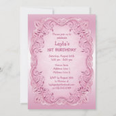 Roze  Prinses 1e Verjaardagsfeest Kaart (Achterkant)