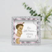 Roze prinses 1e verjaardagsfeestje kaart (Staand voorkant)