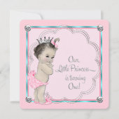 Roze prinses 1e verjaardagsfeestje kaart (Voorkant)