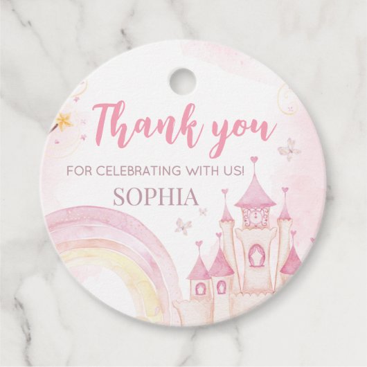 Roze prinses 4e verjaardag bedankjes labels (Voorkant)