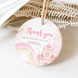 Roze prinses 4e verjaardag bedankjes labels